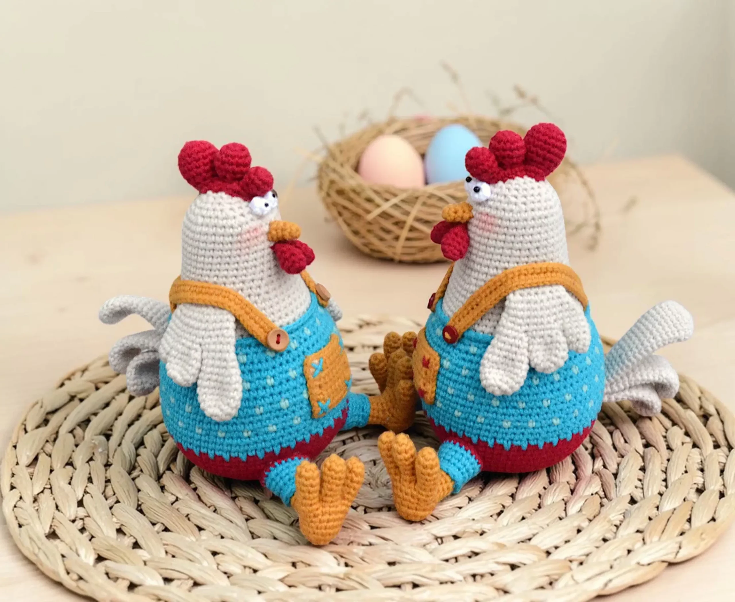 crochet pattern easter rooster and hen amigurumi pdf farm animal toy